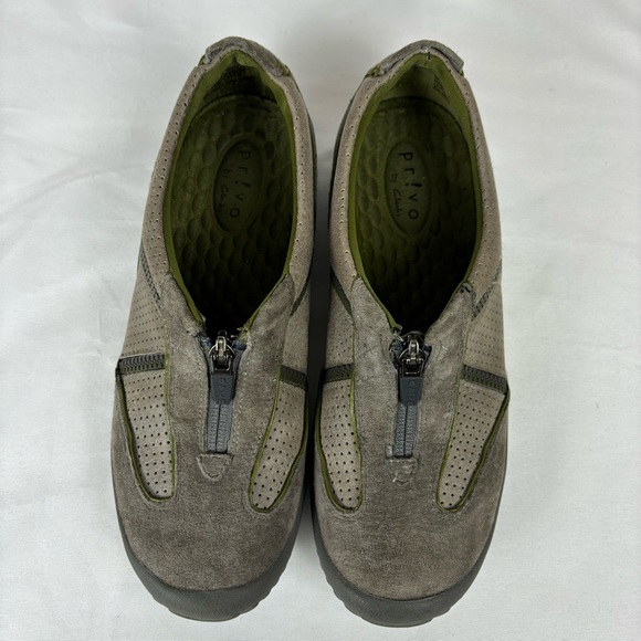 Clarks Privo Leather Sneakers Top Zipper Gray Size 8 Slip-on Loafers Tennis Shoe - Picture 4 of 12